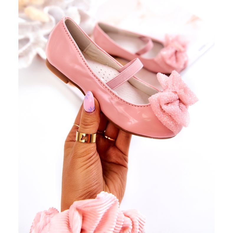 S.Barski Ballerines Enfant Laquées Avec Nœud Rose Zolly 1