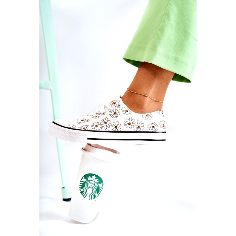 PS1 Baskets Basses Femme Avec Janey Fleurs Blanches 1