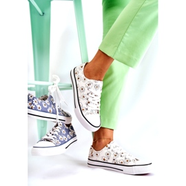 PS1 Baskets Basses Femme Avec Janey Fleurs Blanches 3