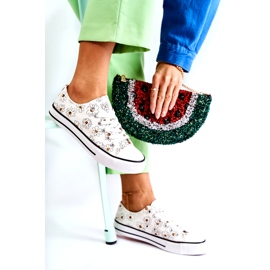 PS1 Baskets Basses Femme Avec Janey Fleurs Blanches 5