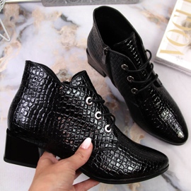 Bottines Vinceza cuir verni noir serpent femme le noir 1