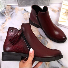 Bottines femme Jodhpur peau de serpent Vinceza bordeaux rouge 1