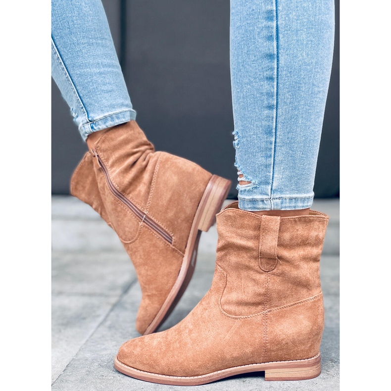 Bottes sur un coin Lorel Khaki caché beige 1