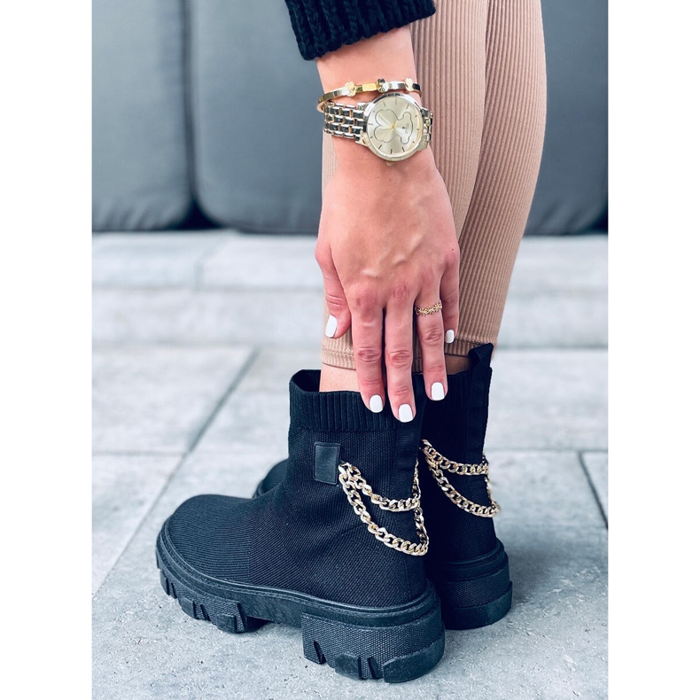 Bottines avec chaîne Malana Noir 1