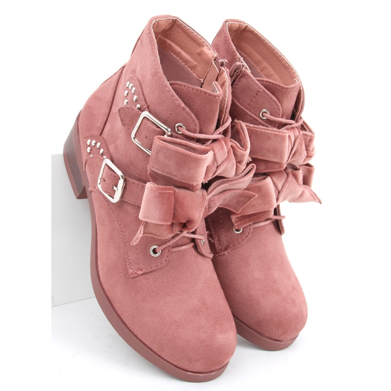 Bottines à lacets avec nœuds Lara Pink rose 2