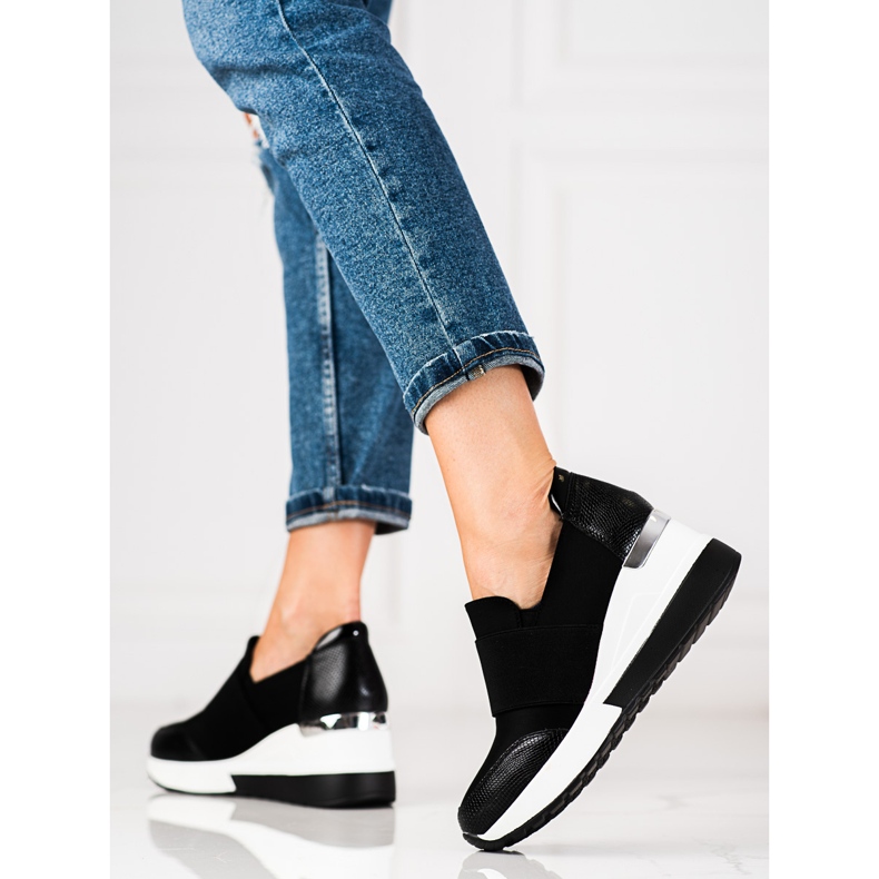 Baskets noires confortables Shelovet pour femmes le noir 2 Baskets noires confortables Shelovet pour femmes le noir 2