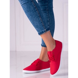 Baskets Shelovet en tissu rouge léger pour femmes 2