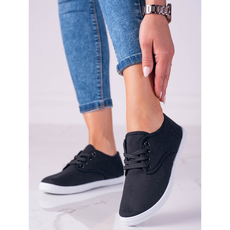 Baskets légères Shelovet en tissu noir pour femmes le noir 1