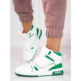 Baskets hautes à lacets Shelovet pour femmes vert et blanc 1