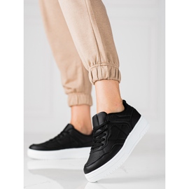 Baskets Shelovet pour femmes de sport classique en cuir écologique, noir 1