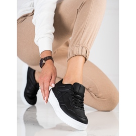 Baskets Shelovet pour femmes de sport classique en cuir écologique, noir le noir 2 Baskets Shelovet pour femmes de sport classique en cuir écologique, noir le noir 2