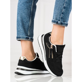 Baskets femme Shelovet noires à semelle blanche 1