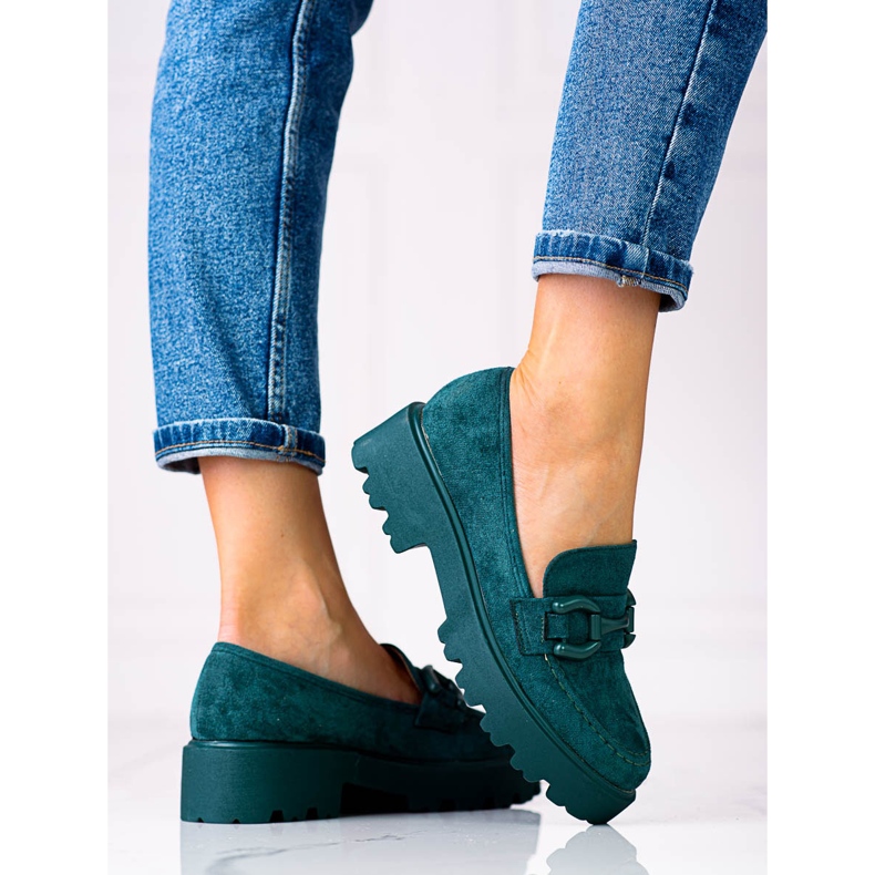 Mocassins pour femmes à la mode sur la plate-forme Vinceza vert 1