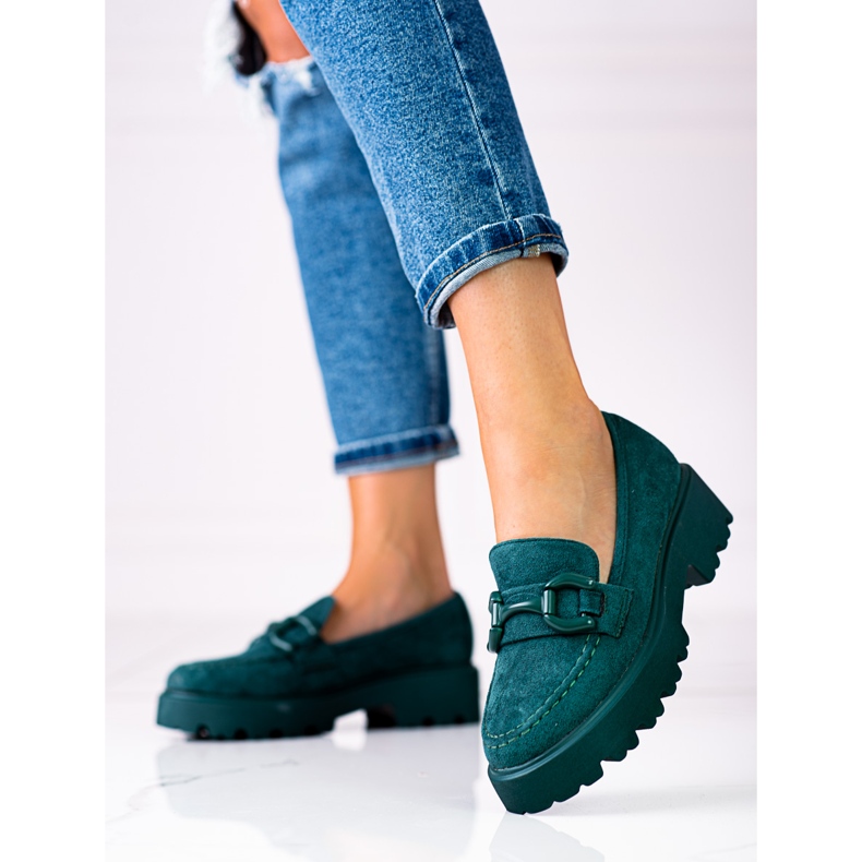 Mocassins pour femmes à la mode sur la plate-forme Vinceza vert 2