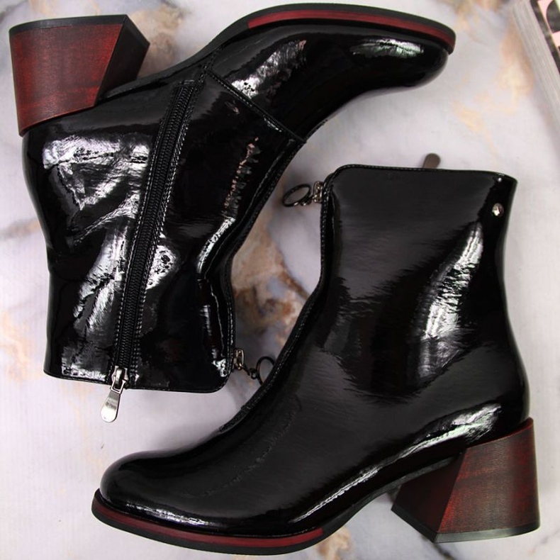 Bottes laquées sur le talon Vinceza W JAN137 noir le noir 1