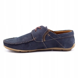 Olivier Mocassins homme cuir 297 bleu marine brun 1