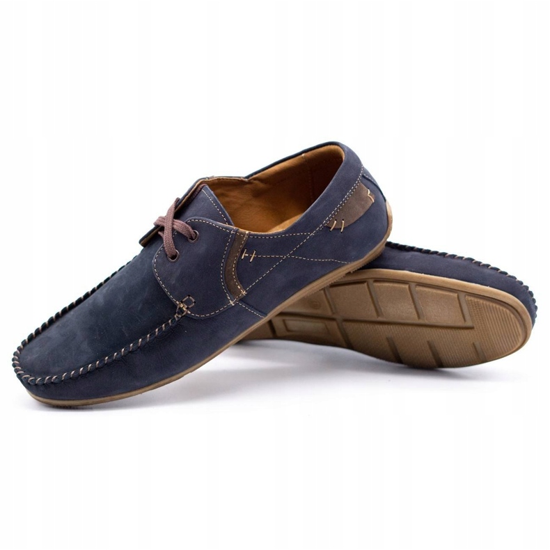 Olivier Mocassins homme cuir 297 bleu marine brun 2