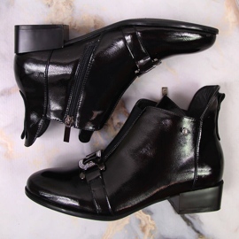 Boots femme Potocki laquées noires à boucle le noir 1