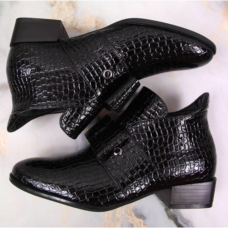 Boots femme Bottines Jodhpur avec nœud Potocki noir laqué 1