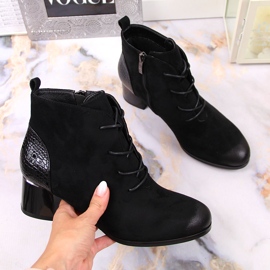 Bottes pour femmes isolées à lacets en éco-daim noir Potocki 1