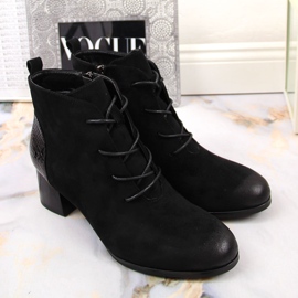 Bottes pour femmes isolées à lacets en éco-daim noir Potocki le noir 2