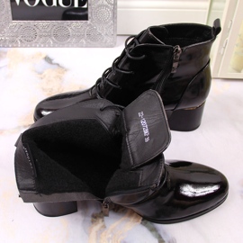 Bottes pour femmes isolées à lacets laquées noires Potocki le noir 1