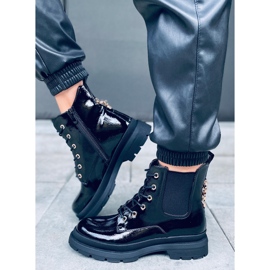 Bottines laquées à chaîne Jake Black le noir 3