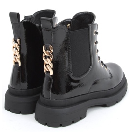 Bottines laquées à chaîne Jake Black le noir 2