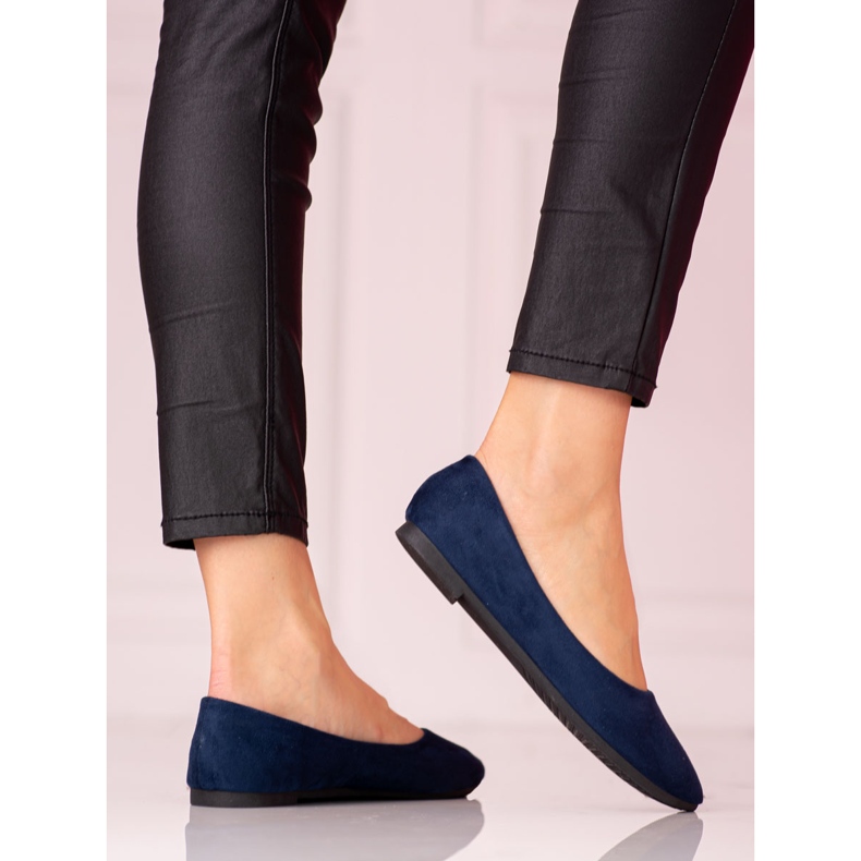 W. Potocki Ballerines Potocki bleu marine pour femme en daim écologique 1