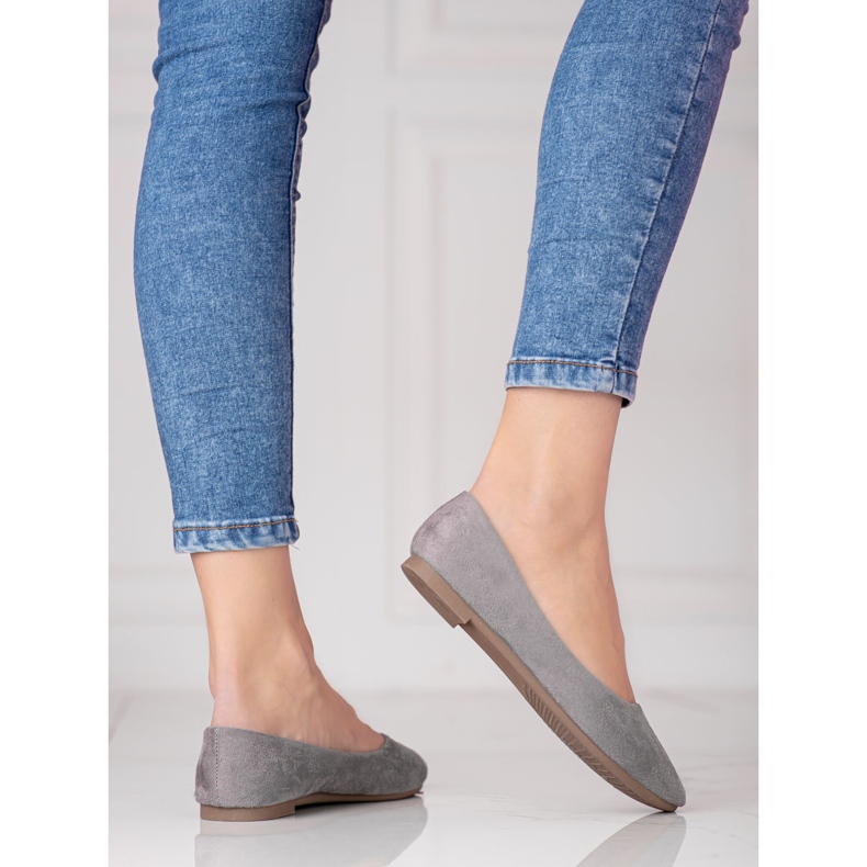 W. Potocki Ballerines Potocki grises pour femme en daim écologique 1