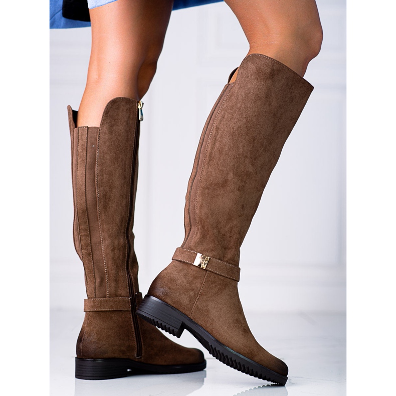 Bottes Vinceza confortables pour femmes en daim écologique marron brun 1