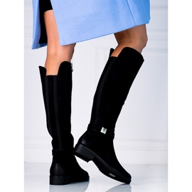 Bottes confortables en daim écologique noir Vinceza pour femmes 1