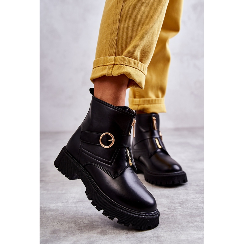 FD1 Bottes chaudes en cuir noir avec fermeture éclair Verina 2