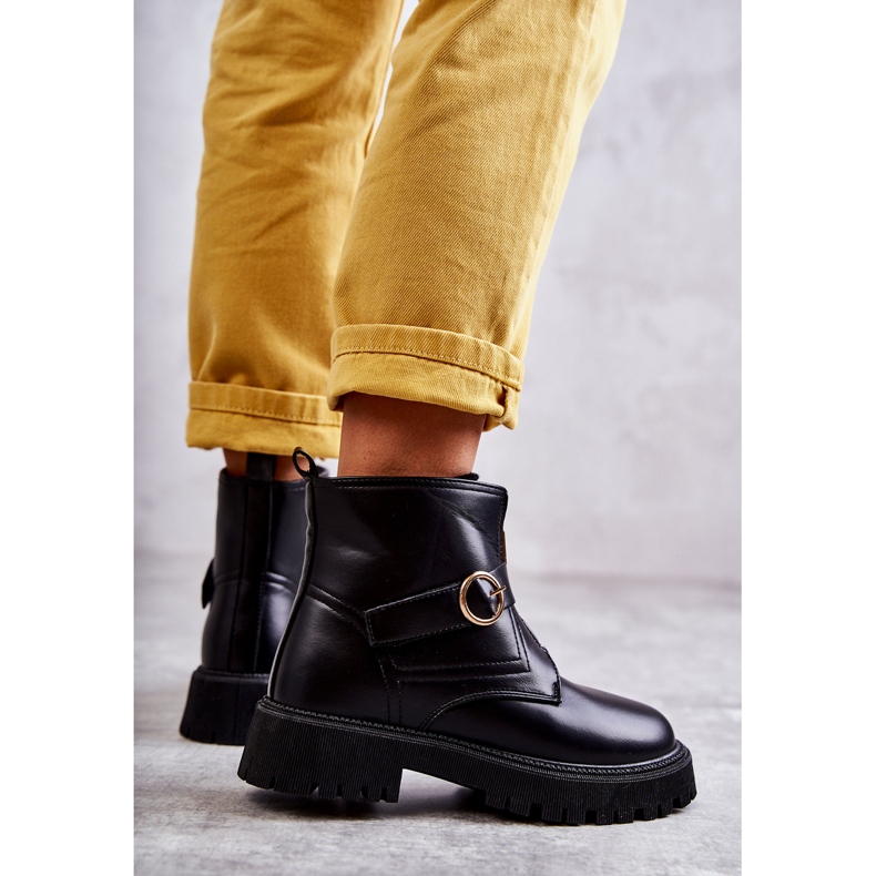 FD1 Bottes chaudes en cuir noir avec fermeture éclair Verina 1