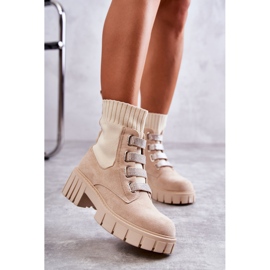 PS1 Bottines Chaussettes Slip-On en Daim Beige Hope 6