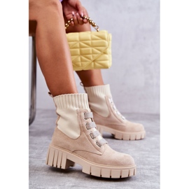 PS1 Bottines Chaussettes Slip-On en Daim Beige Hope 10