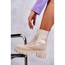 PS1 Bottines Chaussettes Slip-On en Daim Beige Hope 12