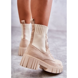 PS1 Bottines Chaussettes Slip-On en Daim Beige Hope 7