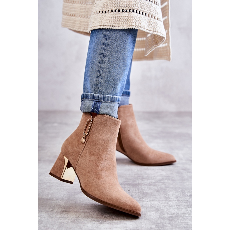 PS1 Bottines en daim sur tige avec décor Erine beige 1