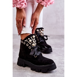 Bottines Roco Suede Warm Noires Avec Perles le noir 3