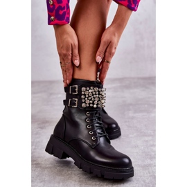 PG1 Bottines pour femmes avec des ornements attachés noir Leonese le noir 6