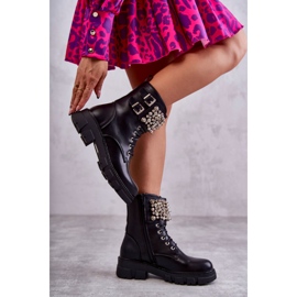 PG1 Bottines pour femmes avec des ornements attachés noir Leonese le noir 4