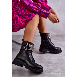 PG1 Bottines pour femmes avec des ornements attachés noir Leonese le noir 8
