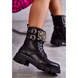 PG1 Bottines pour femmes avec des ornements attachés noir Leonese le noir 7