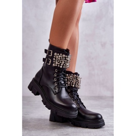 PG1 Bottines pour femmes avec des ornements attachés noir Leonese le noir 9