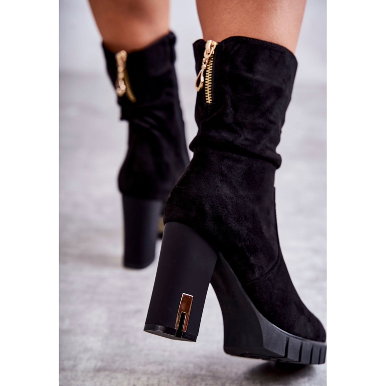 PG1 Bottes Hautes En Daim Sur Un Talon Noir Volter 2