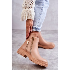 PG1 Bottes en cuir pour femmes avec fermeture à glissière Beige Navarra 1