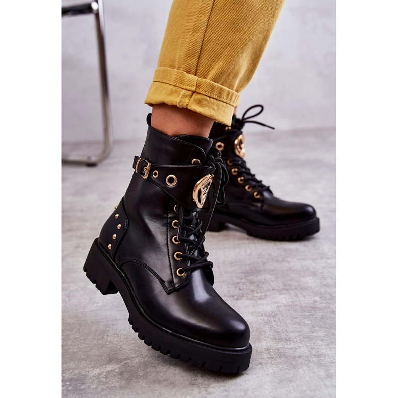 PG1 Boots Femme Cuir Clous Noir Leticia le noir 1