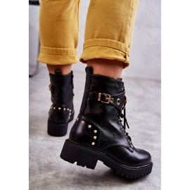 PG1 Boots Femme Cuir Clous Noir Leticia le noir 2