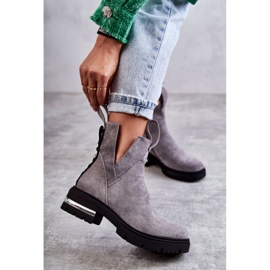 PS1 Bottines en daim gris Elvera avec découpes 1